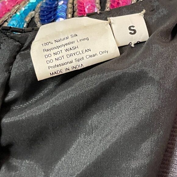 Vintage Sweelo Sequined Party Cocktail Black Pink Top Small - Picture 11 of 14
